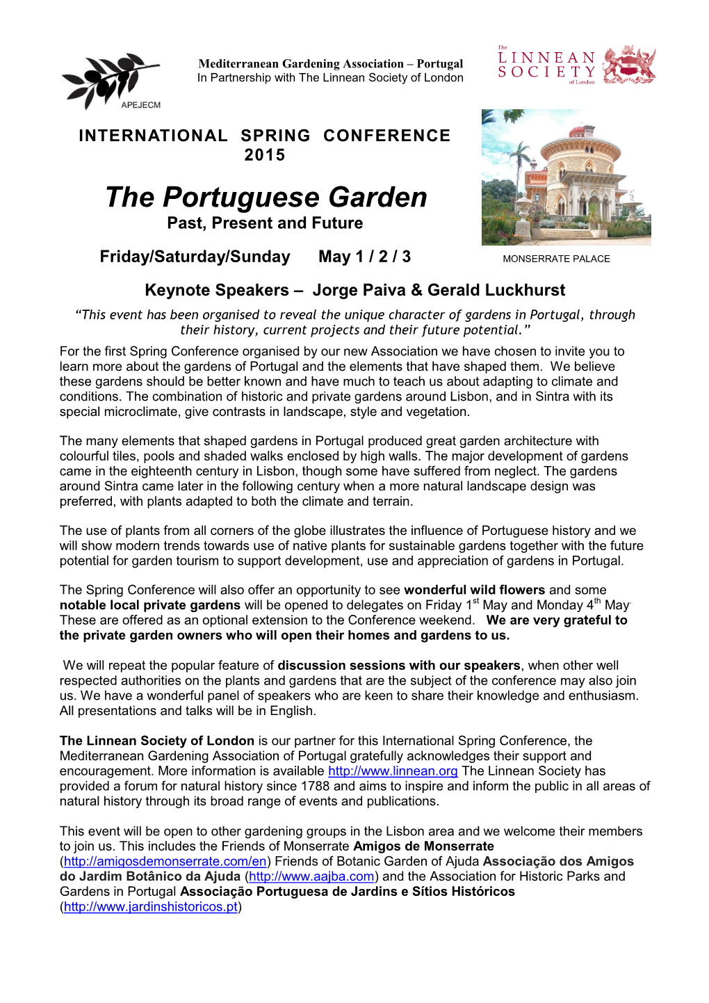 The Portuguese Garden Past, Present and Future