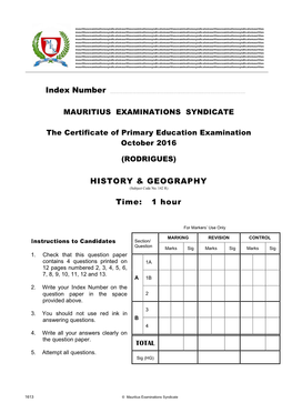 History/Geography(Rodrigues)