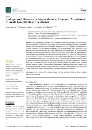 Biologic and Therapeutic Implications of Genomic Alterations in Acute Lymphoblastic Leukemia