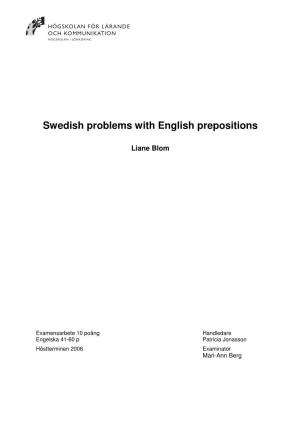Swedish Problems with English Prepositions