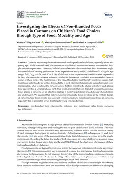 Investigating the Effects of Non-Branded Foods Placed in Cartoons on Children's Food Choices Through Type of Food, Modality And