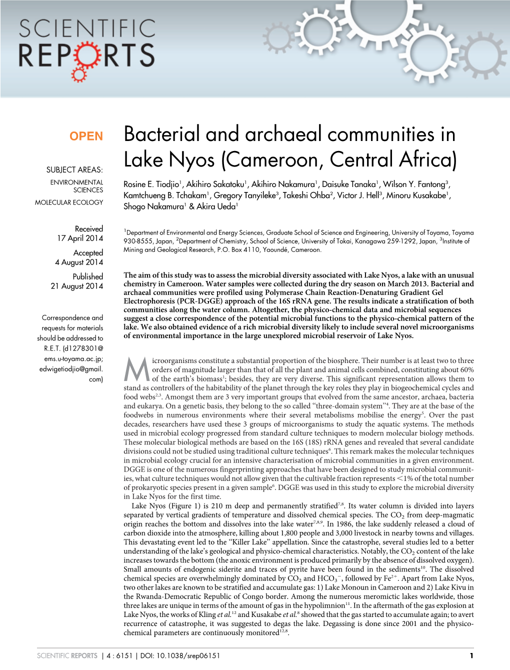 Bacterial and Archaeal Communities in Lake Nyos Stratification and Microbial Communities of Ace Lake, Antarctica: a Review of the (Cameroon, Central Africa)