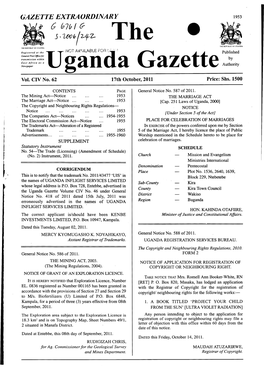 The Uganda Gazette U