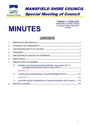 Special Council Minutes