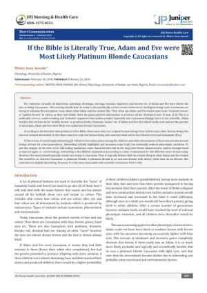 If the Bible Is Literally True, Adam and Eve Were Most Likely Platinum Blonde Caucasians
