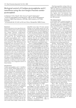 Biological Control of Carduus Pycnocephalus and C. Tenuiflorus Using the Rust Fungus Puccinia Cardui- Pycnocephali