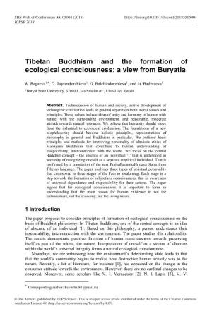 Tibetan Buddhism and the Formation of Ecological Consciousness: a View from Buryatia