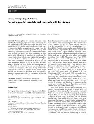 Parasitic Plants: Parallels and Contrasts with Herbivores