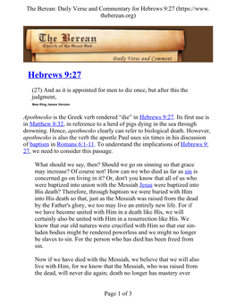 Hebrews 9:27 (