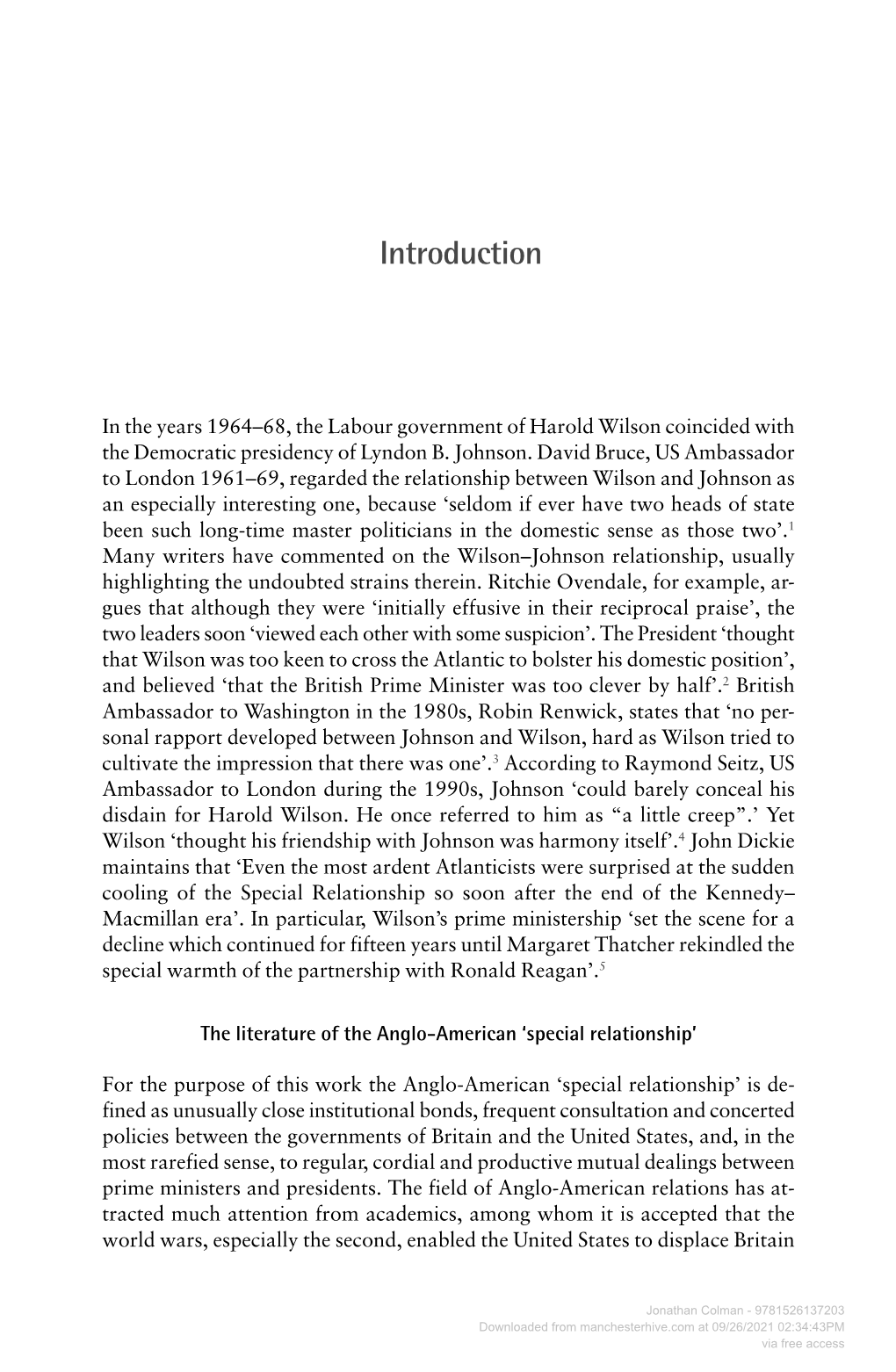 Harold Wilson, Lyndon B. Johnson and Anglo-American Relations