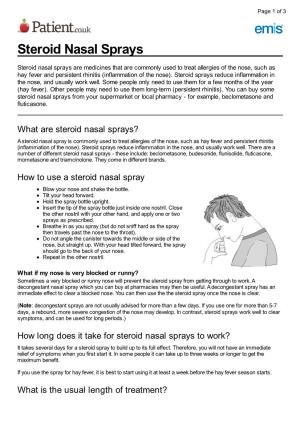 Steroid Nasal Sprays