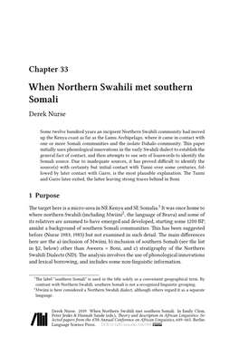 Chapter 33 When Northern Swahili Met Southern Somali Derek Nurse