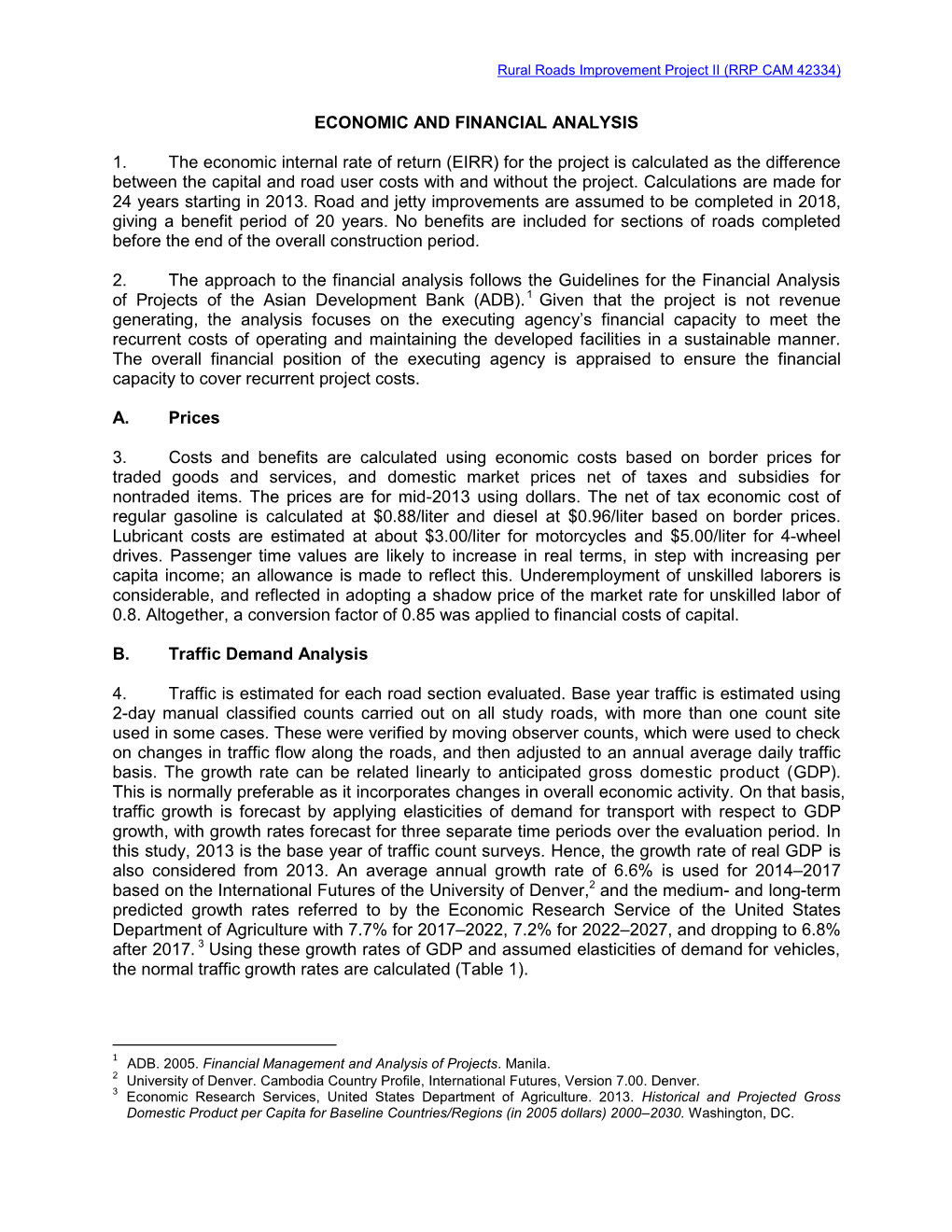 Rural Roads Improvement Project II: Economic and Financial Analysis