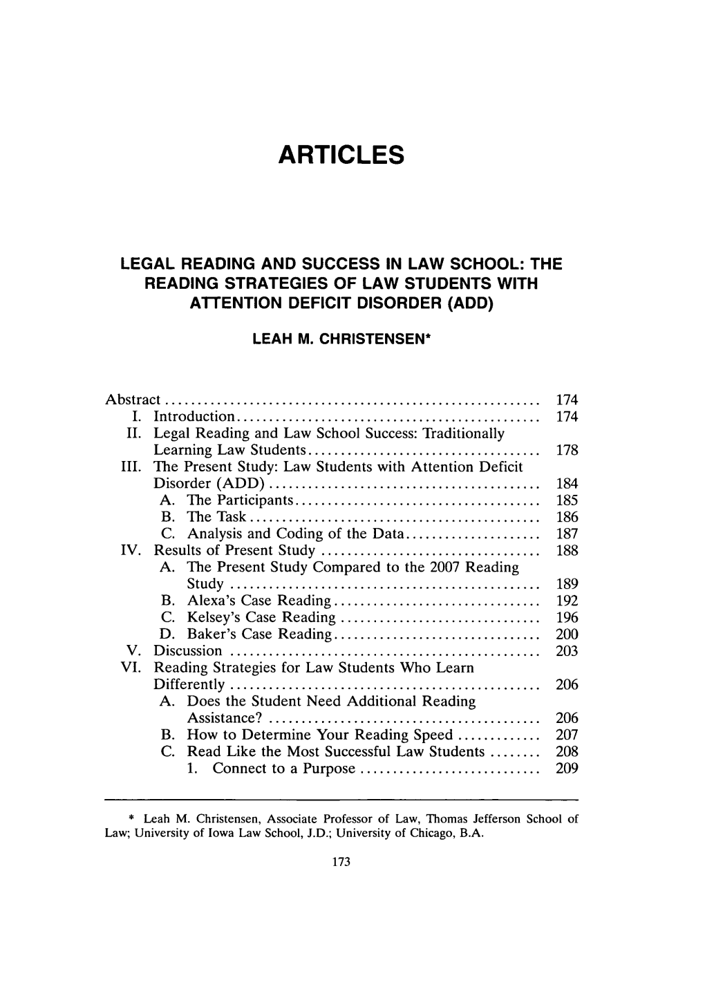 Legal Reading and Success in Law School: the Reading Strategies of Law Students with Attention Deficit Disorder (Add)