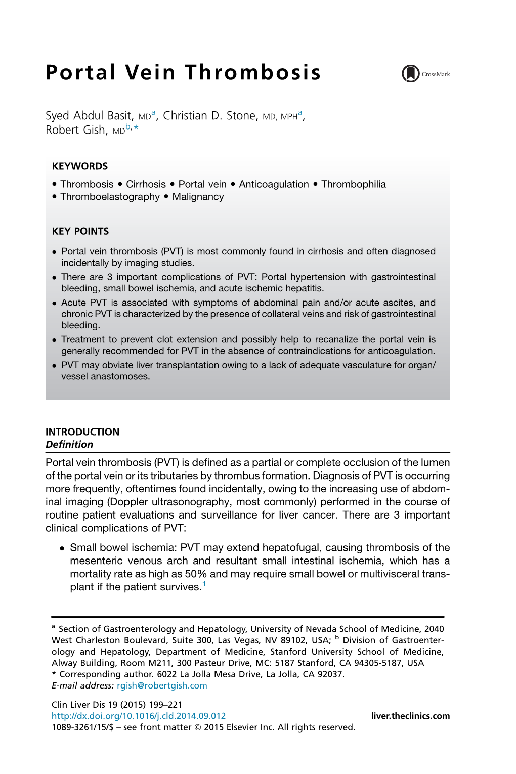 Portal Vein Thrombosis