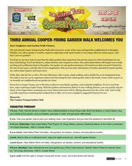 THIRD ANNUAL COOPER-YOUNG GARDEN WALK WELCOMES YOU Dear Neighbors and Garden Walk Visitors
