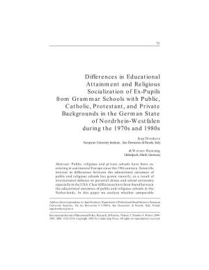 Differences in Educational Attainment and Religious Socialization of Ex