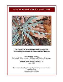 Environmental Assessment of a Cirsium Pitcheri Restored Population on the Coast of Lake Michigan