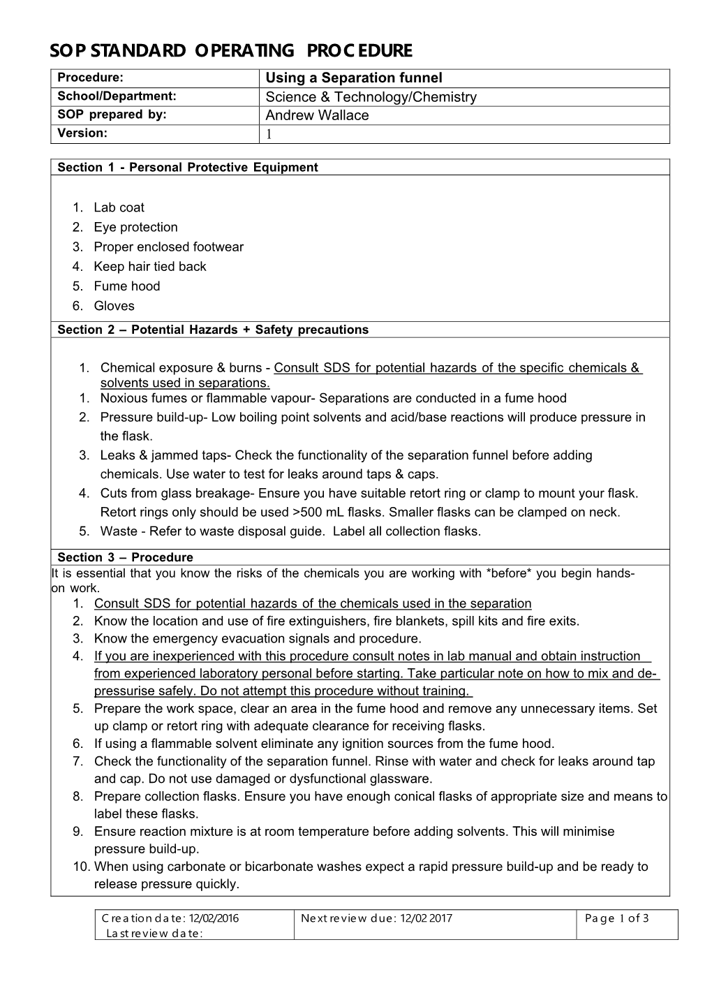 Sop Standard Operating Procedure - DocsLib