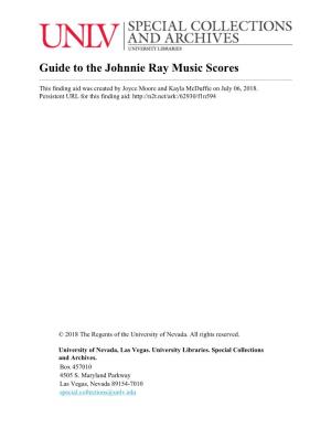 Guide to the Johnnie Ray Music Scores