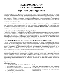 High School Choice Application
