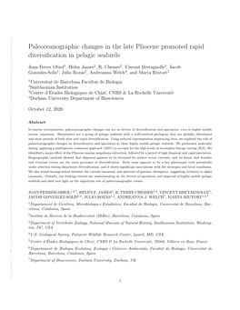 Paleoceanographic Changes in the Late Pliocene Promoted Rapid