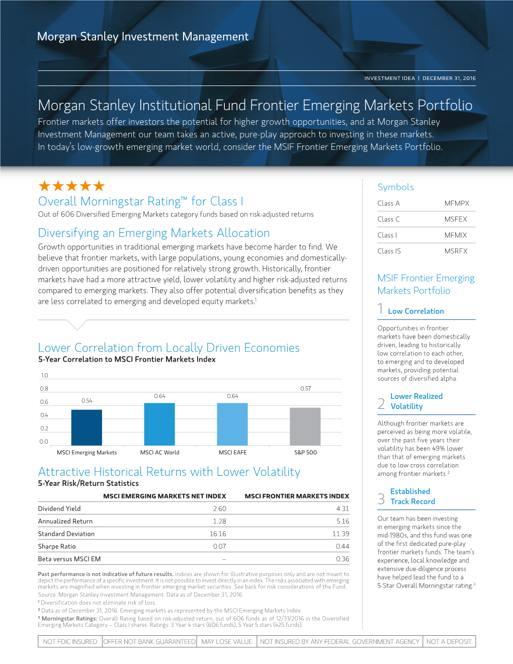 Morgan Stanley Institutional Fund Frontier Emerging Markets Portfolio