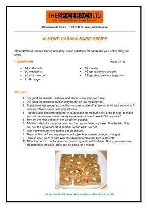 Almond Cashew Barfi Recipe