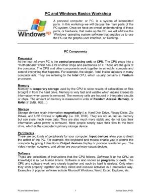 PC and Windows Basics Workshop
