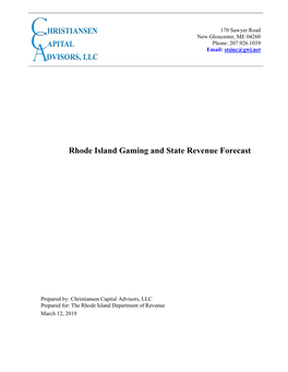 2019 Gaming and State Revenue Forecast