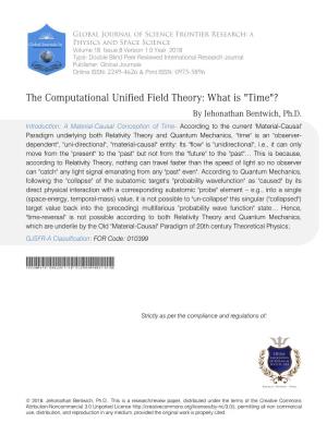 The Computational Unified Field Theory: What Is "Time"?