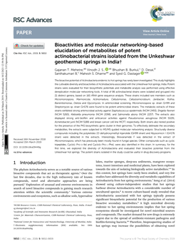 Bioactivities and Molecular Networking-Based Elucidation of Metabolites of Potent Actinobacterial Strains Isolated from the Unke