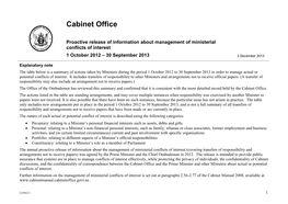 Proactive Release of Information About Management of Ministerial Conflicts