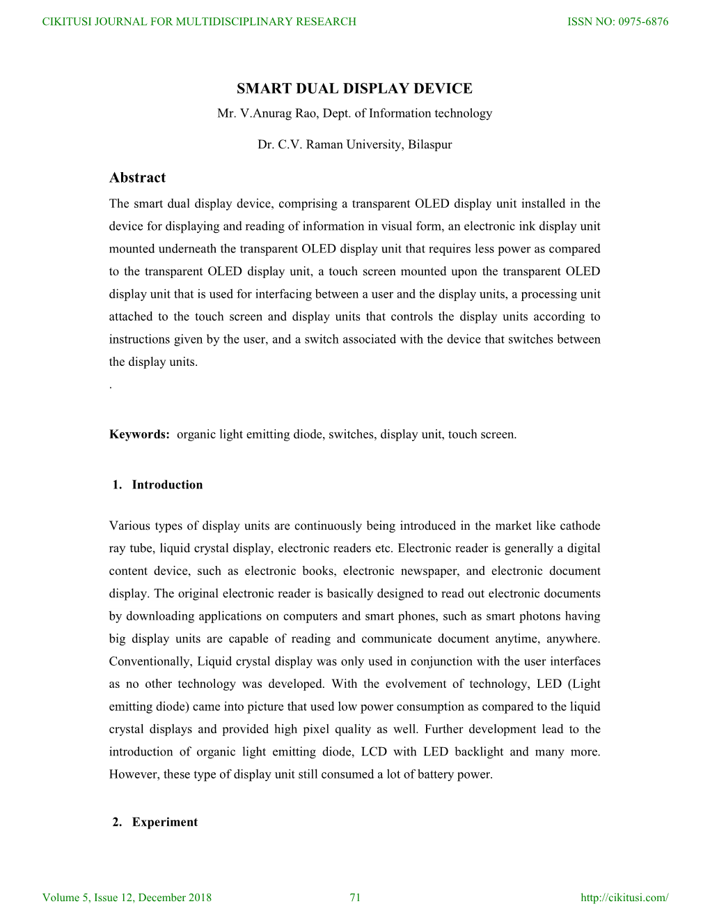 SMART DUAL DISPLAY DEVICE Abstract