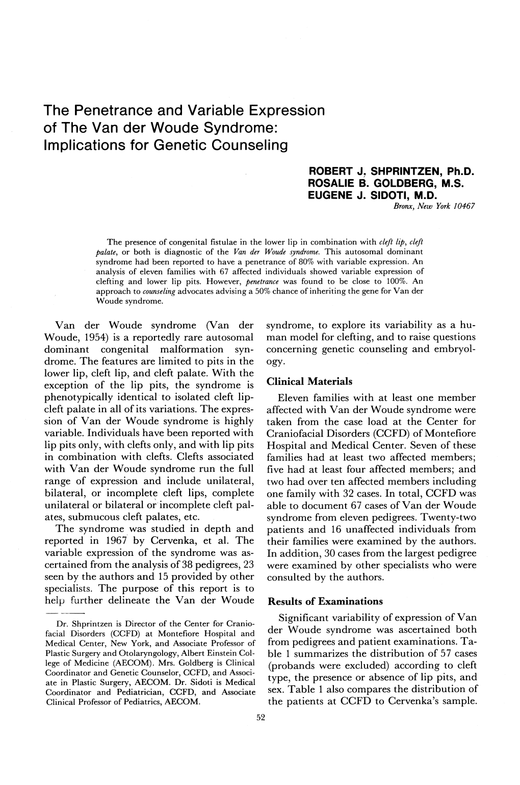 The Penetrance and Variable Expression of the Van Der Woude Syndrome: Implications for Genetic Counseling