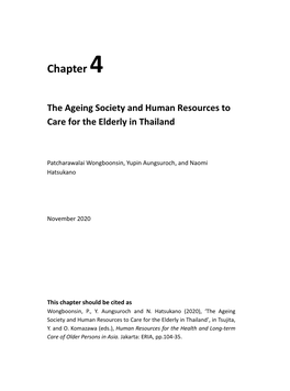 The Ageing Society and Human Resources to Care for the Elderly in Thailand