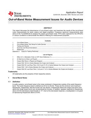 Out-Of-Band Noise Measurement Issues for Audio Devices
