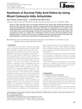 Synthesis of Sucrose Fatty Acid Esters by Using Mixed