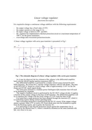Linear Voltage Regulator -Functional Description