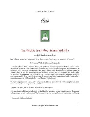 The Absolute Truth About Sunnah and Bid`A