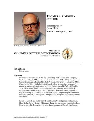 Interview with Thomas K. Caughey