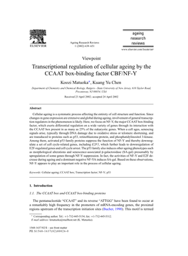 Transcriptional Regulation of Cellular Ageing by the CCAAT Box-Binding
