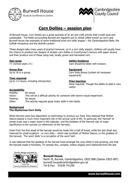 Corn Dollies – Session Plan