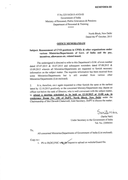 F.No.325/10/2015-AVD-II1 Government of India Ministry of Personnel, Public Grievances & Pensions Department of Personnel &Am
