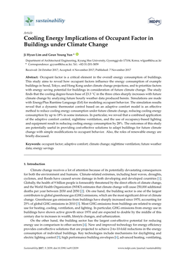 Cooling Energy Implications of Occupant Factor in Buildings Under Climate Change