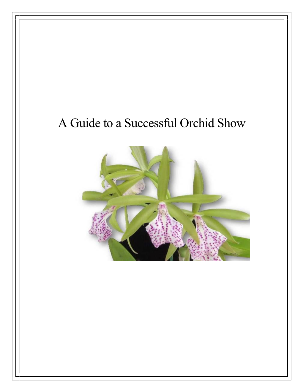 A Guide to a Successful Orchid Show American Orchid Society