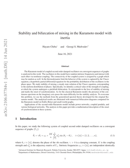 Stability and Bifurcation of Mixing in the Kuramoto Model with Inertia