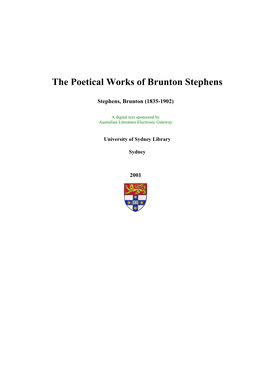 The Poetical Works of Brunton Stephens