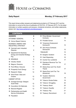 Daily Report Monday, 27 February 2017 CONTENTS