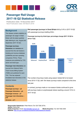 Passenger Rail Usage 2017-18 Q2 Statistical Release